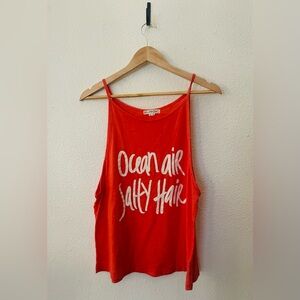 Billabong orange red tank top "Ocean air Salty Hair" Size Small